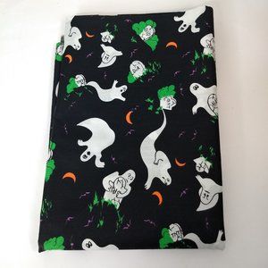 Ghost Graveyard Halloween Fabric Black Background Multicolor Graphic Print Craft